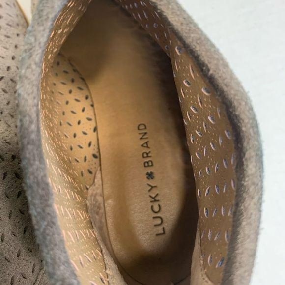 Lucky Brand Bergyn Taupe Suede Perforated Booties - Picture 7 of 14